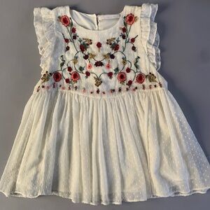 Zara Embroidered Floral Ivory Blouse